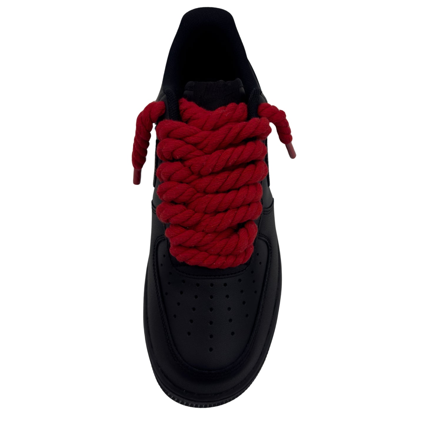 Nike Air Force 1 Low ‘07 Triple Black / Red Rope Laces