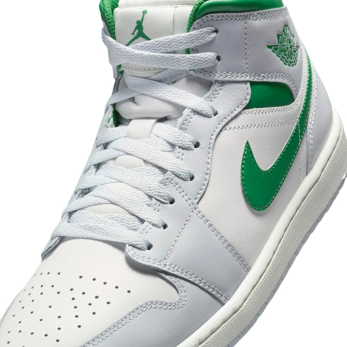 Jordan 1 Mid White Pure Platinum Pine Green