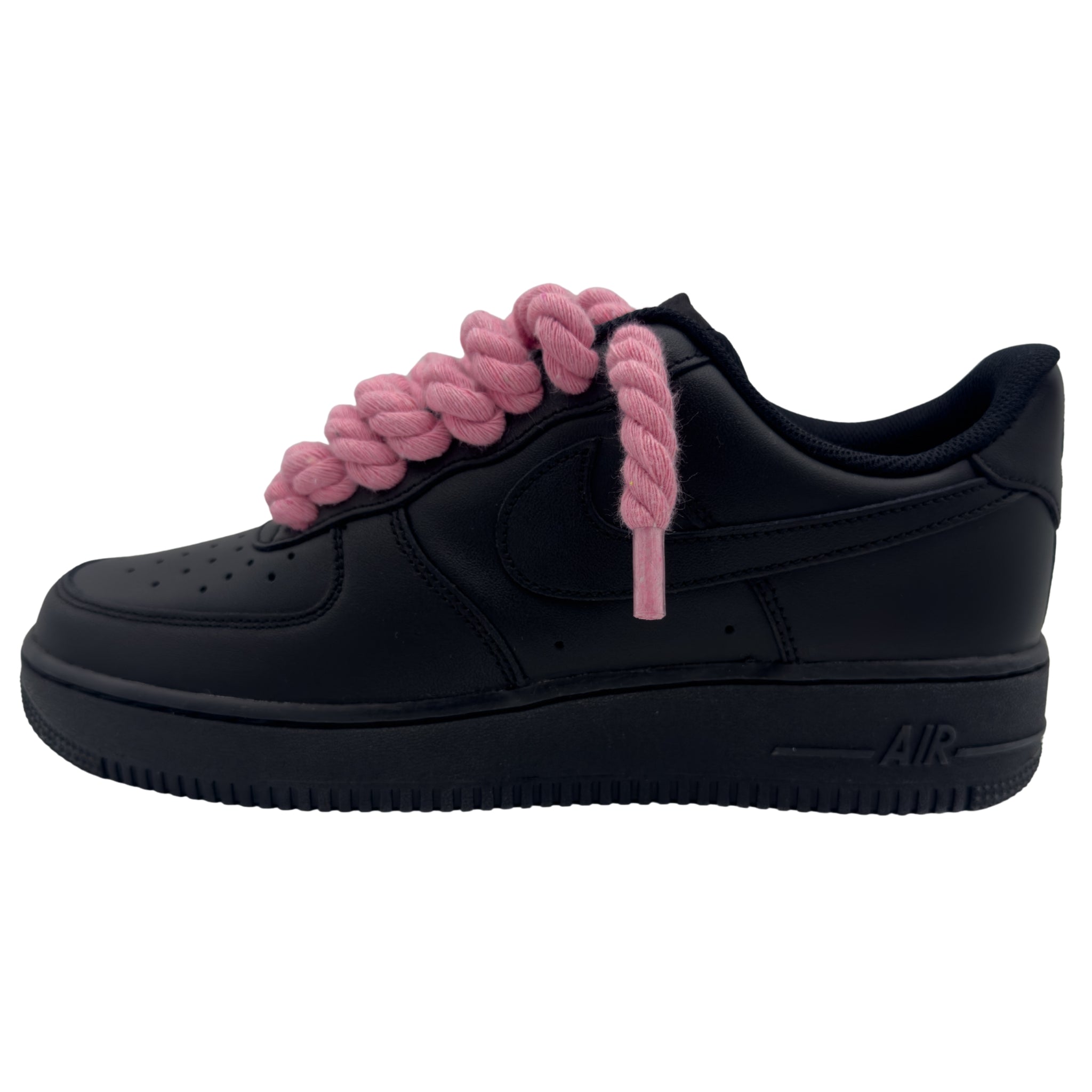 Nike Air Force 1 Low '07 Triple Black / Pink Rope Laces – KAKAS KICKS