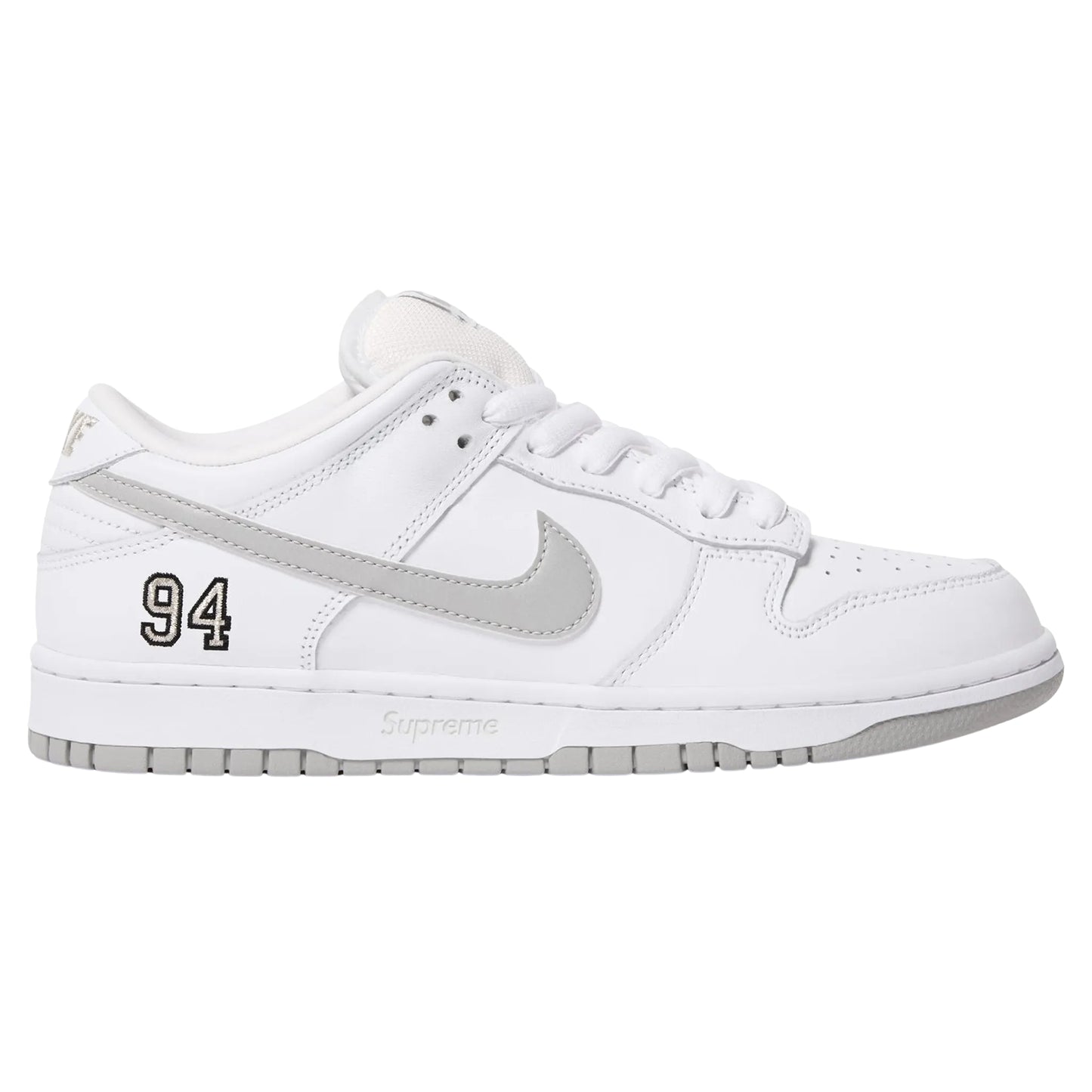 Nike SB Dunk Low Supreme 94 White Metallic Silver