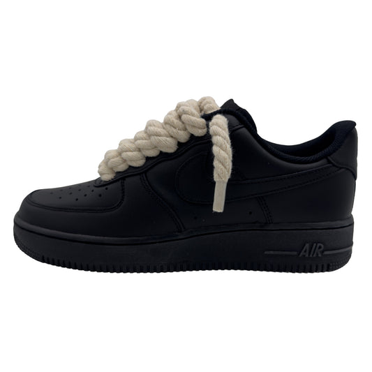Nike Air Force 1 Low ‘07 Triple Black / Beige Rope Laces