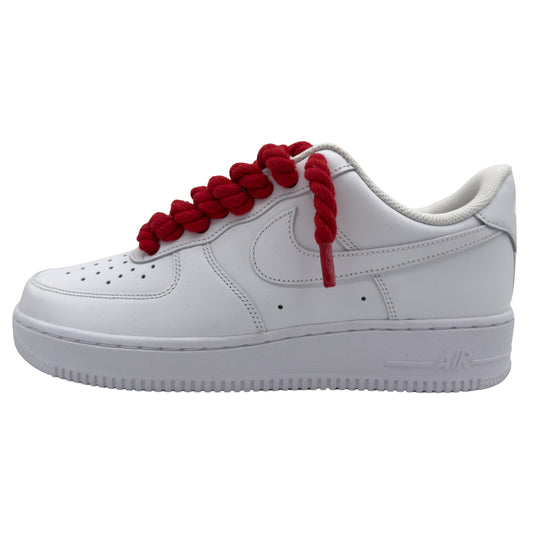 Nike Air Force 1 Low ‘07 Triple White / Red Rope Laces